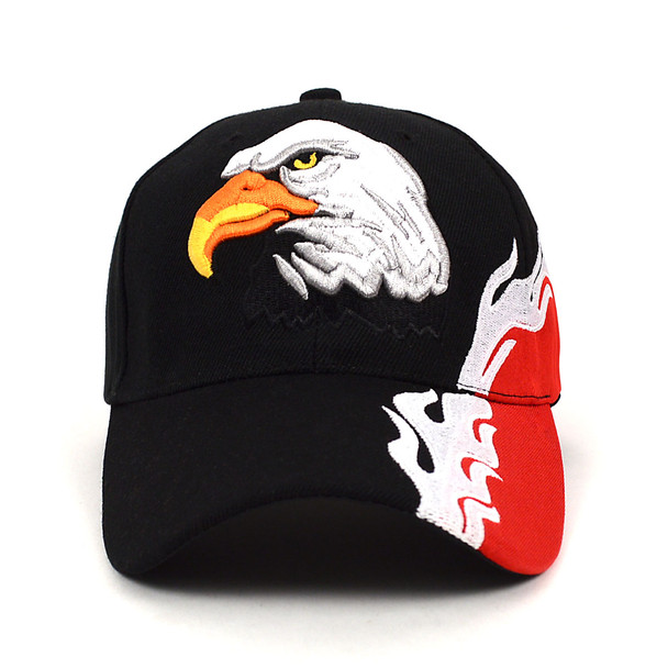 Eagle Flames Black & Red 3D Embroidered Baseball Cap, Hat EBC10301