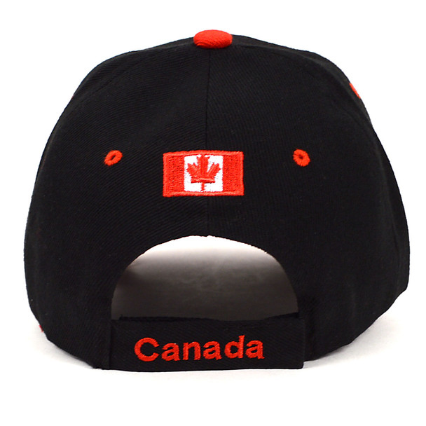 Canada Leaf Black & Red 3D Embroidered Baseball Cap, Hat EBC10309