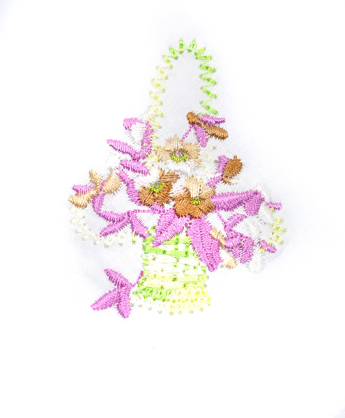 Boxed Embroidered Flower-Baskets Ladies' Cotton Handkerchiefs WEH3604