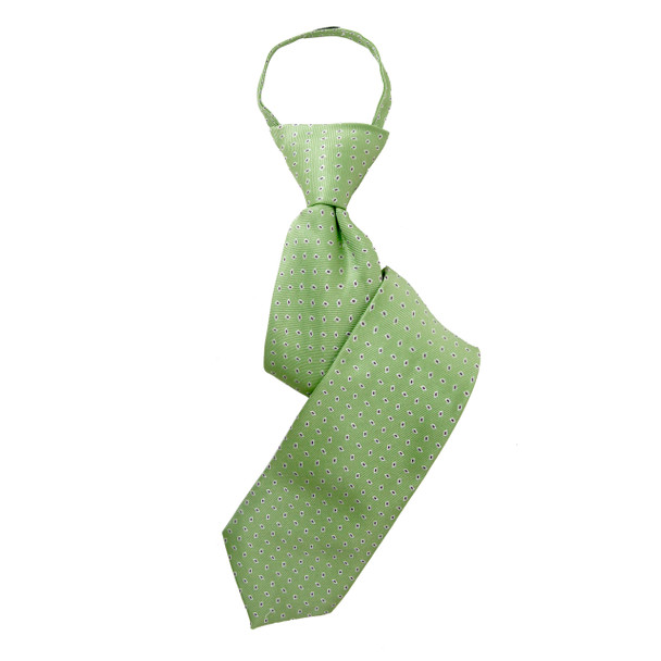 Boy's 17" Polka Dots Lime Zipper Tie