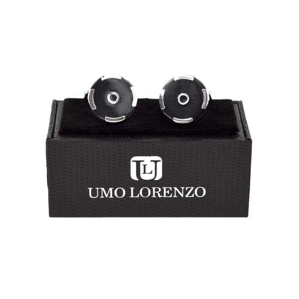 Four Silver Line Black Target Round Brass Cufflinks CL1432 Four Silver Line Black Target Round Brass Cufflinks CL1432