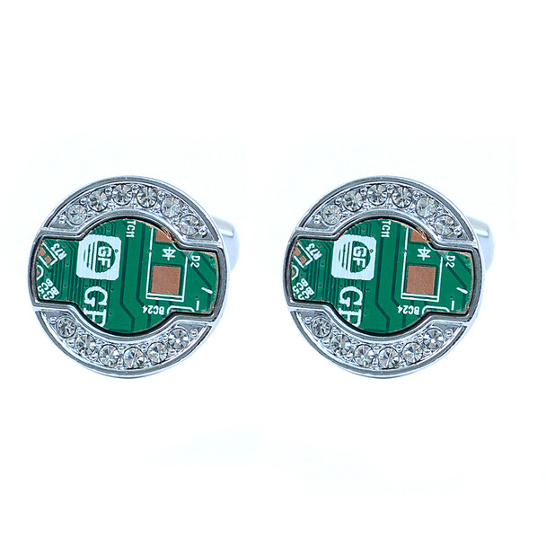 Silver-tone "Circuit Board" Brass Novelty Cufflink