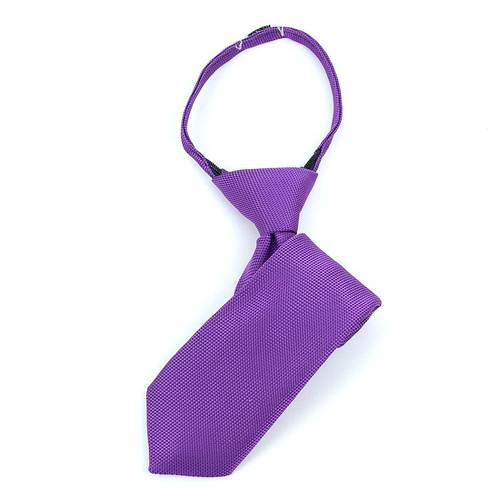 Boy's 11" Solid Purple Zipper Tie