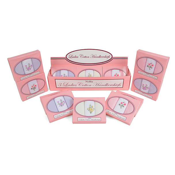 12pc Assorted Pack Women's Boxed Embroidered Cotton Handkerchiefs L12PKH 12pc Assorted Pack Women's Boxed Embroidered Cotton Handkerchiefs L12PKH