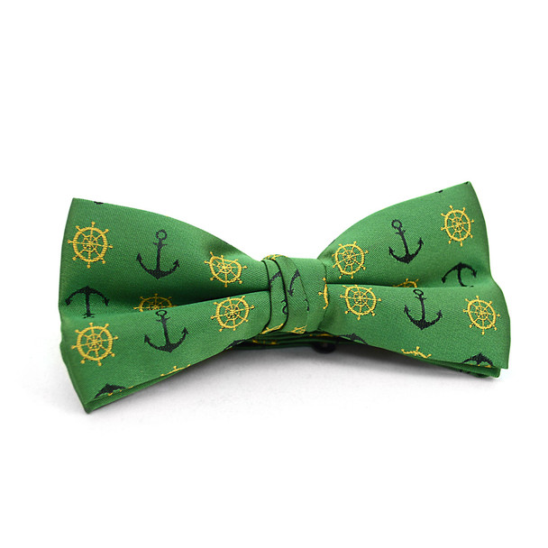 Men's Green Anchor Banded Bow Tie