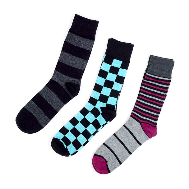 Fancy Multi Colored Socks Striped Gift Box (3 Pairs in Box) MFS1008