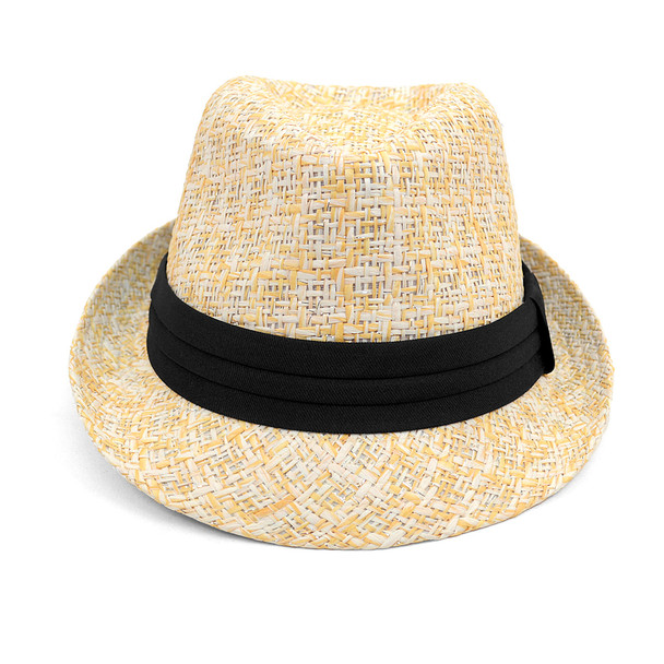 Spring/Summer Twill Weave Fashion Fedora with Tinsel Strips & Black Band FSS17115