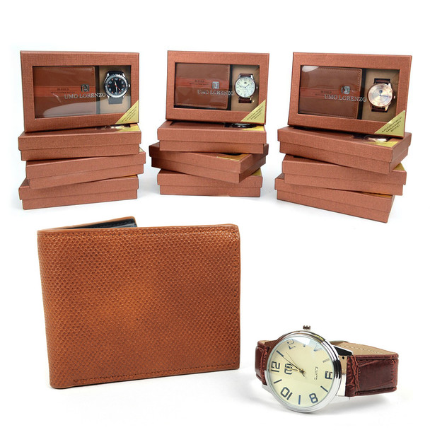 12pc Assorted Pack Brown Watch & Wallet Sets WW2020BR