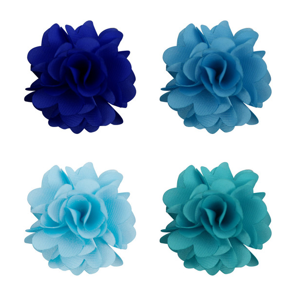 Assorted Solid Mini Bouquet Clutch Back Flower Lapel Pin 4pc Combo Set 4FLP-TURQ