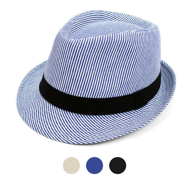 Spring/Summer Striped Fashion Fedora with Black Band FSS17102