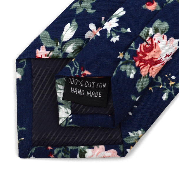 Floral Navy 2.5" Cotton Slim Tie - NVC17129