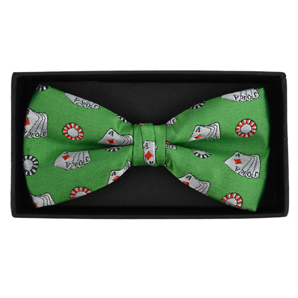 Men's Poker Chips & Cards Banded Bow Tie