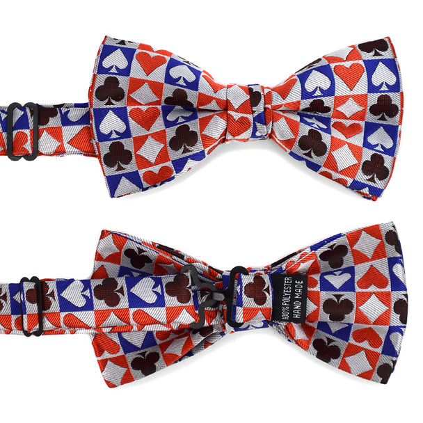 Men's Checkered Poker Card Suits Banded Bow Tie