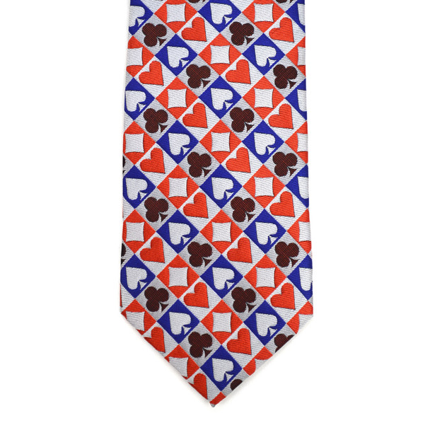 Checkered Poker Card Suits Novelty Tie