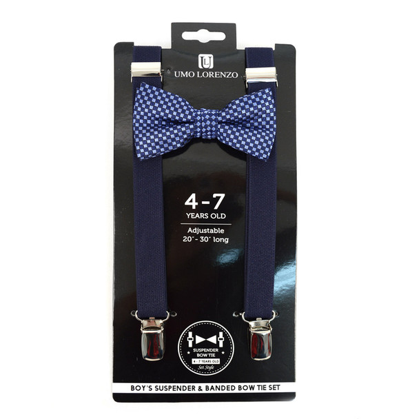  12pc Assorted Prepack Boy's Solid Color Clip-on Suspender & Matching Bow Tie Set(4~7 Years) 