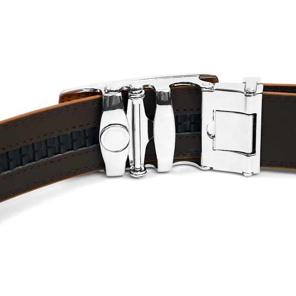 Men's Genuine Leather Sliding Buckle Ratchet Belt MGLBB10