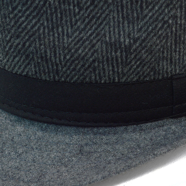 Fall/Winter Herringbone Fedora Hat with Grey Brim H171360-CHAR