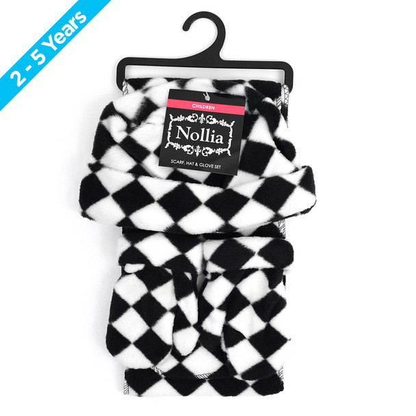 6pc Pack Toddler's (2-5 Years Old) Fleece Black & White Checkered Winter Set WSET8060-CH