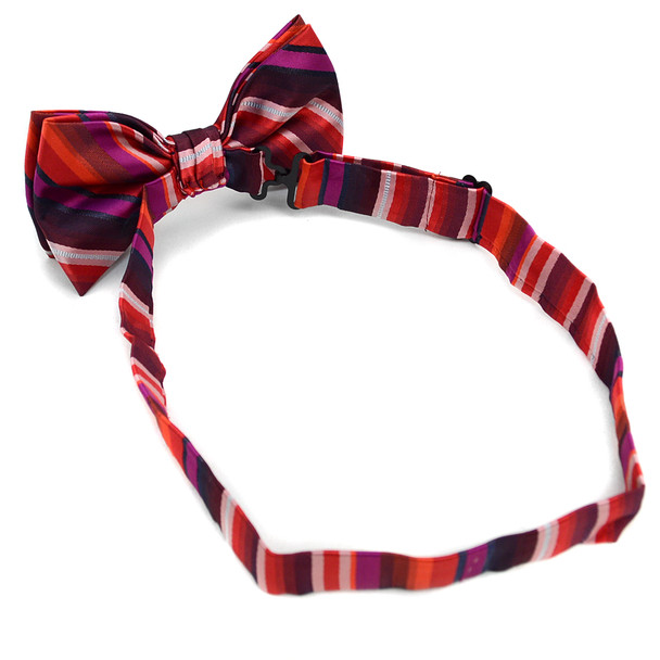 Striped Banded Bow Tie & Matching Hanky Pocket Round Set BTH170626