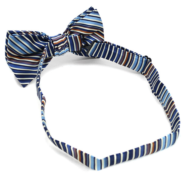 Striped Banded Bow Tie & Matching Hanky Pocket Round Set BTH170627