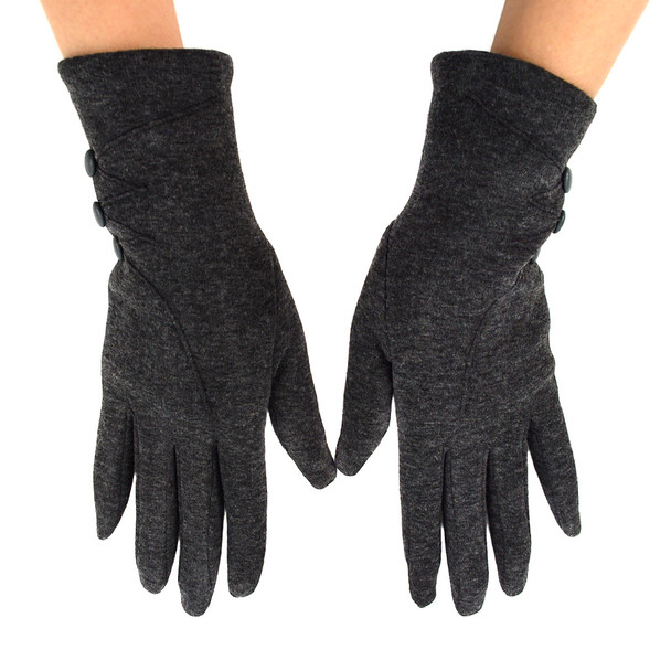 Women's Stylish Touch Screen Gloves with Button Accent & Fleece Lining-LWG06