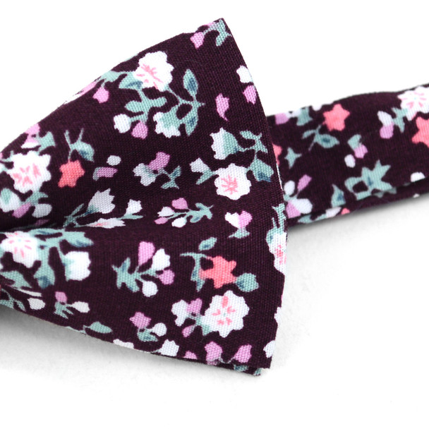 3pc Floral Wedding Cotton Banded Bow Tie - NFCB17120