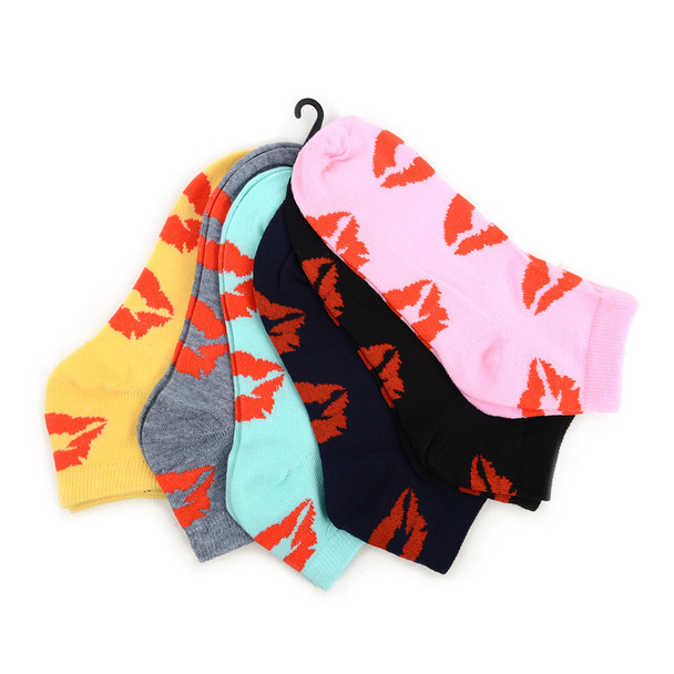 Assorted Pack (6 pairs) Women's Kisses Pattern Low Cut Socks LN6F1636