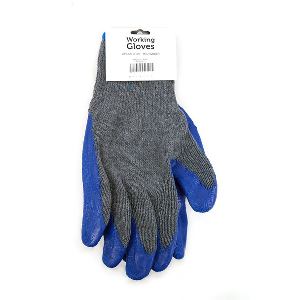 12 Pack Working Gloves with Rubber Palm Coated - Blue- WGL1713