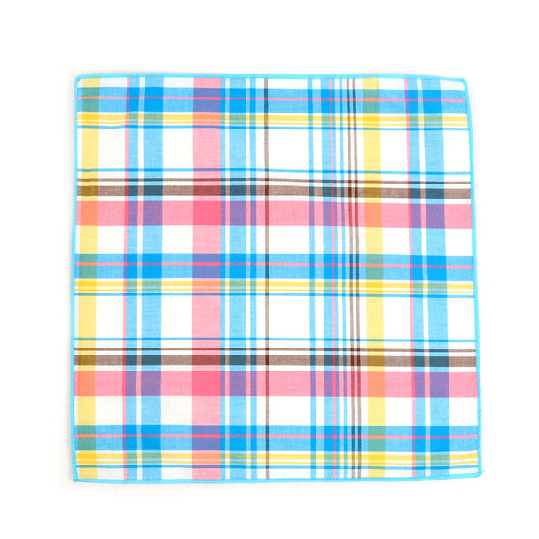 12pc Pastel Color 100% Cotton Plaid Pocket Square Handkerchiefs - CH1715