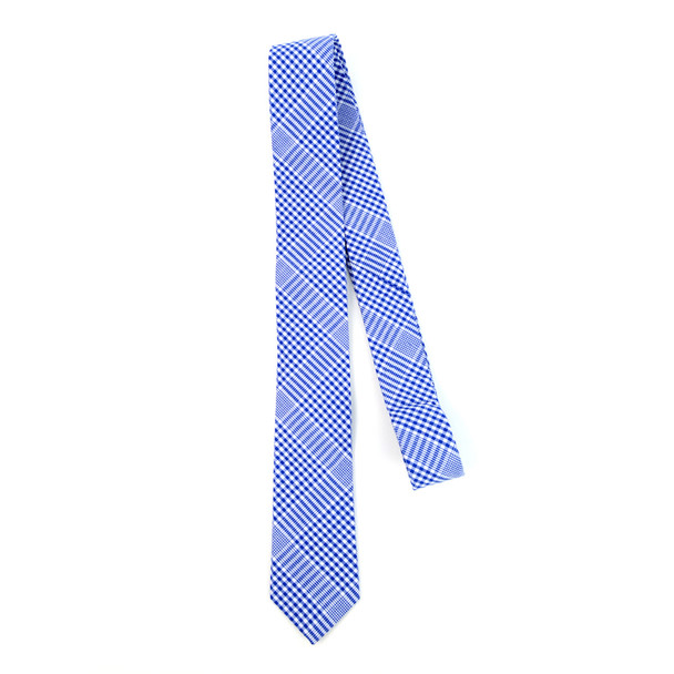 Men's Royal Blue Plaid 2.25" Cotton Slim Tie - MPPW1711