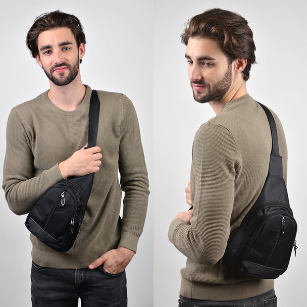 Black Crossbody  Sling Bag Backpack with Adjustable Strap - FBG1823-BK