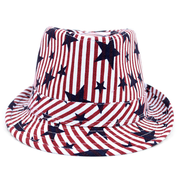  Spring/Summer Stars & Stripes American Flag Fedora Hat - H10401