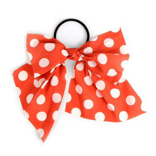 Ladies Red Polka Dots Ribbon Hair Tie RHT1001