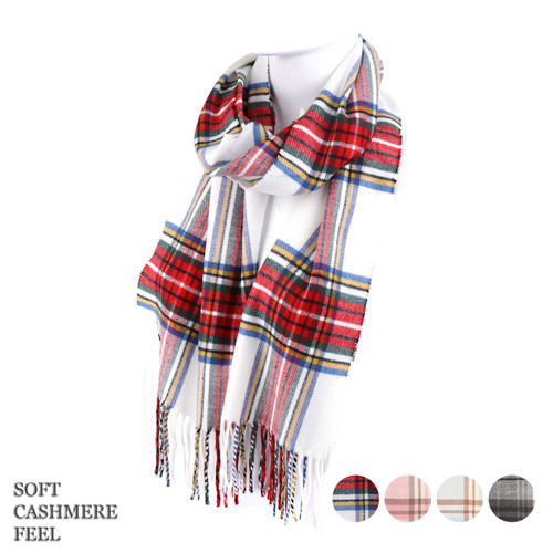 Unisex Plaid Cashmere Feel Winter Scarves | SeliniNY