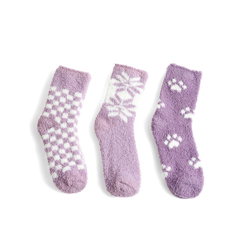 Ladies Fuzzy Socks 3 Pair Set SeliniNY