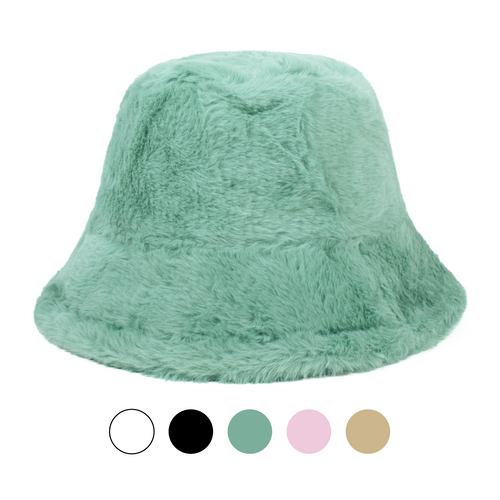 Ladies Faux Fur Plush Bucket Hat | SeliniNY Wholesale