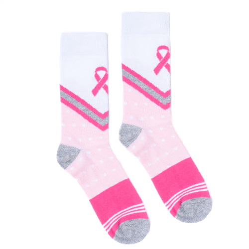 Grey w/ Pink Breast Cancer Ribbons – Socks & Souls