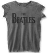 The Beatles 'Drop T Logo' (Grey) Womens Burnout T-Shirt