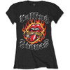 The Rolling Stones 'Flaming Tattoo Tongue' (Black) Womens Fitted T-Shirt