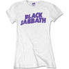 Black Sabbath 'Wavy Logo Vintage' (White) Womans Fitted T-Shirt