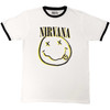 Nirvana 'Double Happy Face' (White) Ringer T-Shirt