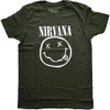 Nirvana 'White Happy Face' (Green) T-Shirt