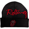 The Rolling Stones 'Embellished Classic Tongue' (Black) Beanie Hat Front