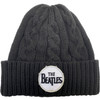 The Beatles 'Drum Logo' (Black) Cable Knit Beanie Hat