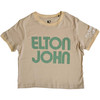 Elton John 'Retro Text Ringer' (Sand) Womens Crop Top