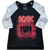 AC/DC 'PWR-UP UK' (Black & White) Womens Raglan Shirt