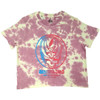 Grateful Dead 'Concentric Skulls' (Dye Wash) Womens Cropped T-Shirt