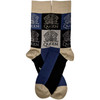 Queen 'Crest Blocks' (Blue) Socks (One Size = UK 7-11) Side