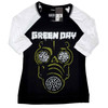 Green Day 'Green Mask' 3/4 Length Raglan Womens Fitted Shirt