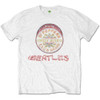 The Beatles 'Flowers Logo & Drum' (White) T-Shirt